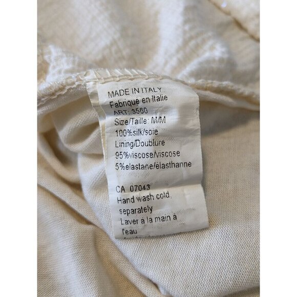 Elena Baldi Womens M Sleeveless Silk Top Round Neck Cream Double Layer Sequins - Picture 9 of 9